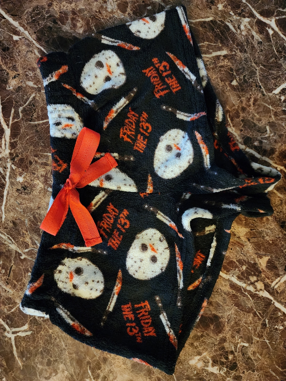 Friday the 13th Black & White Fleece Pajama Shorts with Bow